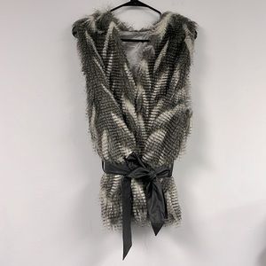 Faux Fur Vest with Front Tie